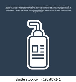 Blue line Cream or lotion cosmetic tube icon isolated on blue background. Body care products for woman.  Vector