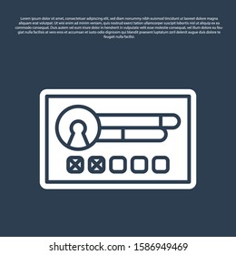 Blue line Create account screen icon isolated on blue background.  Vector Illustration