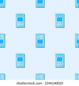 Blue line Create account screen icon isolated seamless pattern on grey background.  Vector Illustration