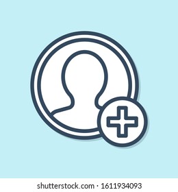 Blue line Create account screen icon isolated on blue background.  Vector Illustration