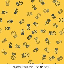 Blue line Create account screen icon isolated seamless pattern on yellow background.  Vector Illustration