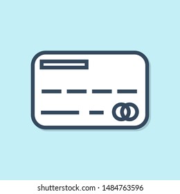 Blue line Credit card icon isolated on blue background. Online payment. Cash withdrawal. Financial operations. Shopping sign.  Vector Illustration