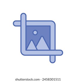 Blue Line Crop Tool vector icon