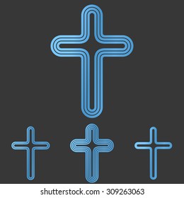Blue line cross logo design set