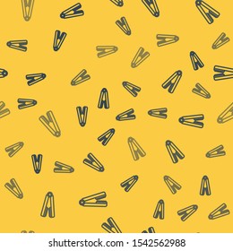 Blue line Curling iron for hair icon isolated seamless pattern on yellow background. Hair straightener icon.  Vector Illustration