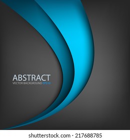 Blue line curve gradient background on black color background layer paper overlap for text and message modern artwork design