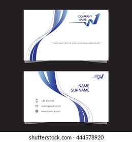 Blue line curve modern creative and clean business card, simple template vector design