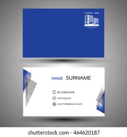 Blue line curve modern creative and clean business card, simple template vector design.