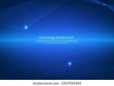 Blue line curve technology abstract technology innovation concept vector background and glowing light 