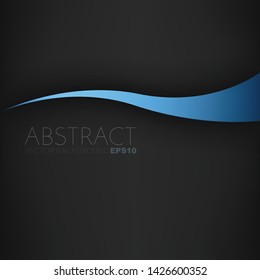 Blue line curve vector background with black space for design
