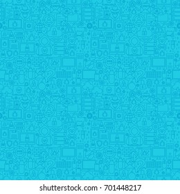 Blue Line Cyber Crime Pattern. Vector Illustration of Outline Background.