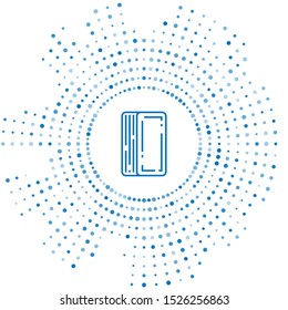Blue line Deck of playing cards icon isolated on white background. Casino gambling. Abstract circle random dots. Vector Illustration