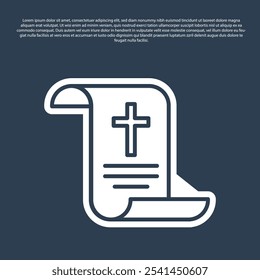 Blue line Decree, paper, parchment, scroll icon icon isolated on blue background. Chinese scroll.  Vector