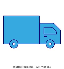 blue line delivery truck element. Simple flat vector with business theme. Business.