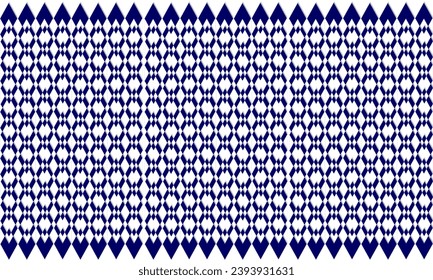 diamante de línea azul con tira de fondo blanca, chevron, impresión de tela tradicional tailandesa repetida sin inconvenientes