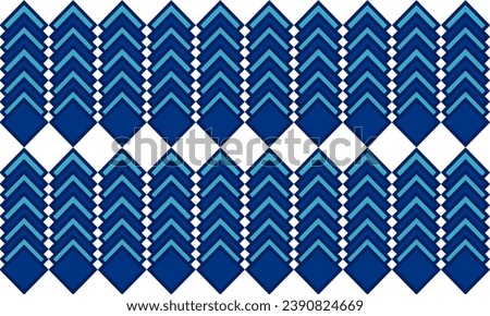 blue line diamond with white background strip, chevron, Thai traditional fabric print repeat seamless patter