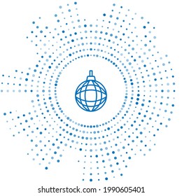 Blue Line Disco Ball Symbol einzeln auf weißem Hintergrund. Abstrakte Kreis Zufallspunkte. Vektorgrafik