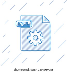 Blue line DLL file document. Download dll button icon isolated on white background. DLL file symbol.  Vector Illustration