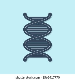 Blue line DNA symbol icon isolated on blue background.  Vector Illustration
