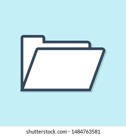 Blue line Document folder icon isolated on blue background. Accounting binder symbol. Bookkeeping management.  Vector Illustration