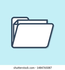 Blue line Document folder icon isolated on blue background. Accounting binder symbol. Bookkeeping management.  Vector Illustration