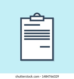 Blue line Document icon isolated on blue background. File icon. Checklist icon. Business concept.   Vector Illustration