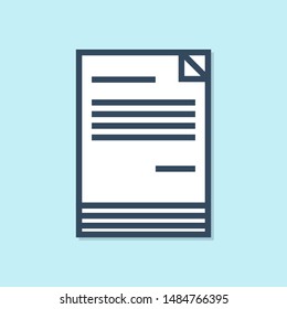 Blue line Document icon isolated on blue background. File icon. Checklist icon. Business concept.   Vector Illustration