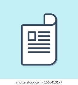 Blue line Document icon isolated on blue background. File icon. Checklist icon. Business concept.  Vector Illustration
