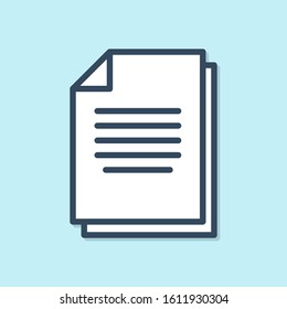 Blue line Document icon isolated on blue background. File icon. Checklist icon. Business concept.  Vector Illustration