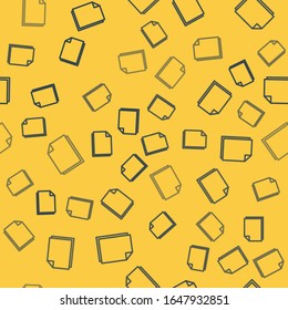 Blue line Document icon isolated seamless pattern on yellow background. File icon. Checklist icon. Business concept.  Vector Illustration