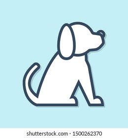 Blue line Dog icon isolated on blue background.  Vector Illustration