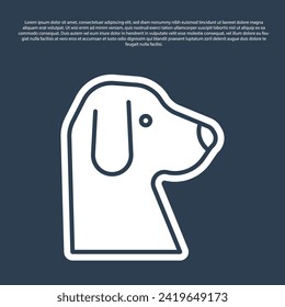 Blue line Dog icon isolated on blue background.  Vector