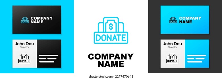 Blue line Donation and charity icon isolated on white background. Donate money and charity concept. Logo design template element. Vector