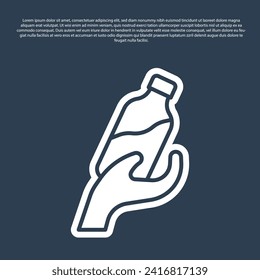 Blue line Donation water icon isolated on blue background.  Vector