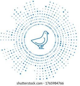 Blue line Dove icon isolated on white background. Abstract circle random dots. Vector