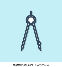 Blue line Drawing compass icon isolated on blue background. Compasses sign. Drawing and educational tools. Geometric instrument.  Vector Illustration