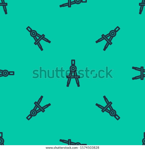 Blue line\
Drawing compass icon isolated seamless pattern on green background.\
Compasses sign. Drawing and educational tools. Geometric\
instrument.  Vector\
Illustration