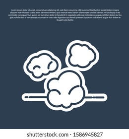 Blue line Dust icon isolated on blue background.  Vector Illustration