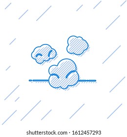 Blue line Dust icon isolated on white background.  Vector Illustration