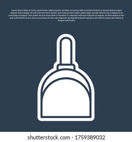 Blue line Dustpan icon isolated on blue background. Cleaning scoop services. Vector Illustration