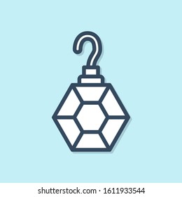 Blue line Earring icon isolated on blue background. Jewelry accessories.  Vector Illustration