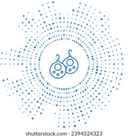 Blue line Earrings icon isolated on white background. Jewelry accessories. Abstract circle random dots. Vector