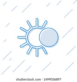 Blue line Eclipse of the sun icon isolated on white background. Total sonar eclipse.  Vector Illustration