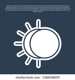 Blue line Eclipse of the sun icon isolated on blue background. Total sonar eclipse.  Vector Illustration