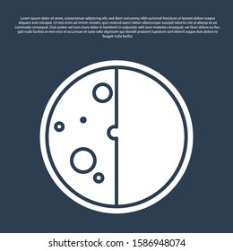 Blue line Eclipse of the sun icon isolated on blue background. Total sonar eclipse.  Vector Illustration
