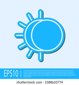 Blue line Eclipse of the sun icon isolated on grey background. Total sonar eclipse.  Vector Illustration