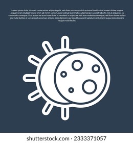 Blue line Eclipse of the sun icon isolated on blue background. Total sonar eclipse.  Vector Illustration