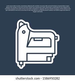 Blue line Electric construction stapler icon isolated on blue background. Working tool.  Vector Illustration