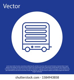 Blue line Electric heater icon isolated on blue background. Infrared floor heater with remote control. House climate control. White circle button. Vector Illustration
