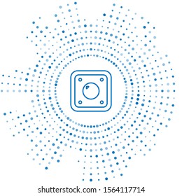 Blue line Electric light switch icon isolated on white background. On and Off icon. Dimmer light switch sign. Concept of energy saving. Abstract circle random dots. Vector Illustration